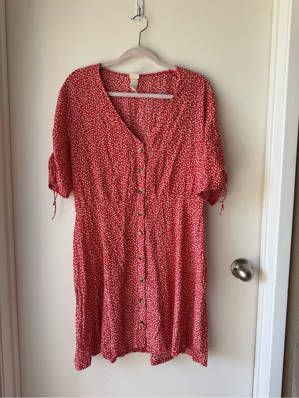 H&M Red Button-Front Floral Women’s Dress- Size 12